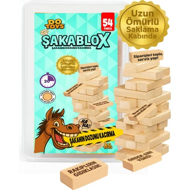 Do Toys Şakablox – Cezalı Denge Oyunu| 54 Parça Ahşap Eğlenceli Görev ve Şaka