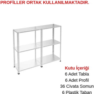Rafburada 3 Katlı Duble Galvaniz Çelik Raf - Depo, Arşiv, Kiler, Dosya, Market Rafı - 31x60 cm-100