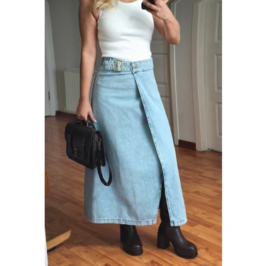 Mery Mery Boutique Kemerli Sarma Jean Kot Uzun