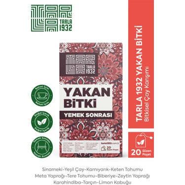 Tarla 1932 Yakan Bitki Çayı 20 SÜZEN POŞET Ferahlatıcı Lezzet Doğal ve Katkısız
