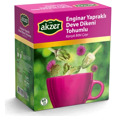 Akzer Enginar Yapraklı Deve Dikeni Tohumu Çayı 60 Poşet Ferahlatıcı Bitki