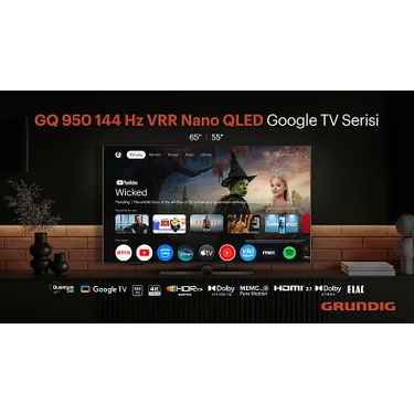 Grundig 65 GQ 950A 65'' 165 Ekran Uydu Alıcılı 4K Ultra HD Google Smart QLED
