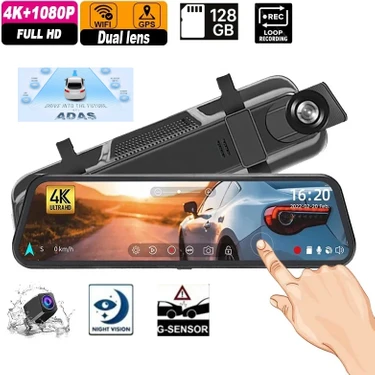 Wevolt Premium MB-5200 Çift Kameralı Araç İçi Kamera 4K Ultra HD 10 İnç Geniş Açı Gece
