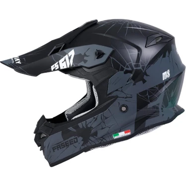 Sway - FS-617 Crak Cross Kask - Mat Siyah Gri - Xlarge Beden Fiyatı