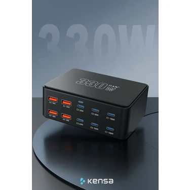 Neffo 330W Gan3 Akıllı Çoklu Şarj Istasyonu | 10 Port Usb-C + Usb-A Hızlı Şarj