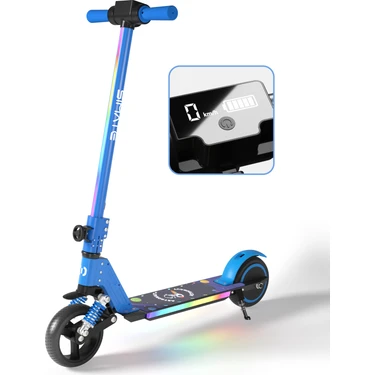 SIMATE Elektrikli Çocuk Scooter - 130W, LED Işıklı, Amortisörlü (Dizlik ve Dirseklik