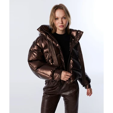 Twist Kadın Oversize Şişme Mont TW6250012227074 Kahverengi Fiyatı