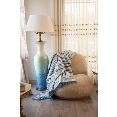 Cotton Collection Tek Kişilik Pamuklu Battaniye 150 x 200 cm Indigo Renkli Yumuşak
