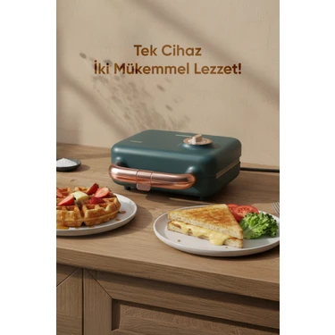 Fressi Tost Ve Waffle Makinesi | Çıkarabilir Yapışmaz Plakalı | 3 Ayrı Plaka
