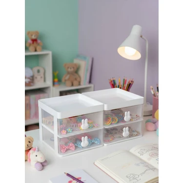Wish Home 2 Çekmeceli Masaüstü Organizer - Takı, Toka ve Mini Lego Düzenleyici