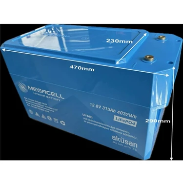 Megacell 12.8V 315AH Lifepo4 Lityum Demir Fosfat Akü