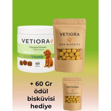 Vetiora Yavru Köpeklere Özel Multivitamin Güçlü Bağışıklık, Sağlıklı Tüyler, Güçlü Eklem, Kas ve