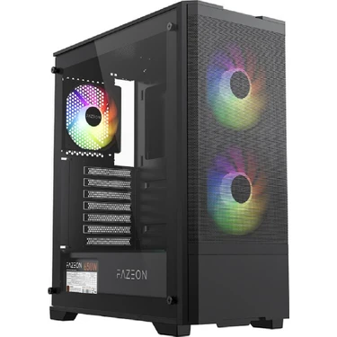 FAZEON F16 650W 80+ BRONZE MESH ARGB 2x140mm 1x120mm FANLI ATX SİYAH GAMING
