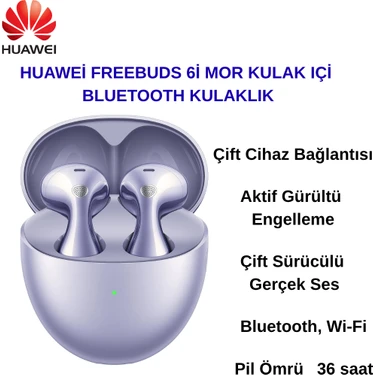 Huawei Huaweı Freebuds 6 ,bluetooth ,aktif Gürültü Engelleme, 36 Saat Batarya Ömrü, IP54 Suya