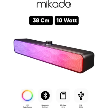 Mikado SBT31 10WATT 1200MAH Rgb Bluetooth 5.3 Soundbar Speaker | Type-C, Tf Card, Usb, Aux Hoparlör