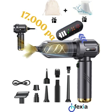 ifexia CY_109 Yeni Nesil Dijital Göstergeli 17.000PA Vakum ve Üflemeli Mini Araç ve Genel Kullanım