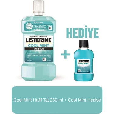 Listerine Cool Mint Hafif Tat Ağız Gargarası 250 ml Ferah Nefes ve Uzun Süre Etki