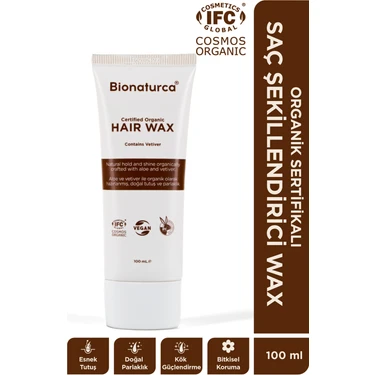 Organik Sertifikalı Vetiverli Saç Şekillendirici Bitkisel Wax 100 ml -