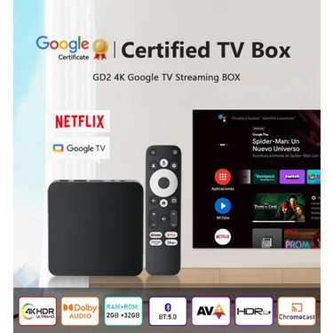Dcolor GD2 | Android 12 | Google TV 4K Lisanslı | Streaming TV Box Kutusu | Netfilix L1 Sertifika |