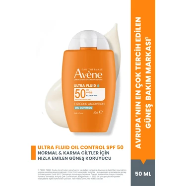Avene Ultra Fluid Yağlı Ciltler İçin Ultra Hafif Güneş Kremi SPF 50 50 ml Matlaştırıcı