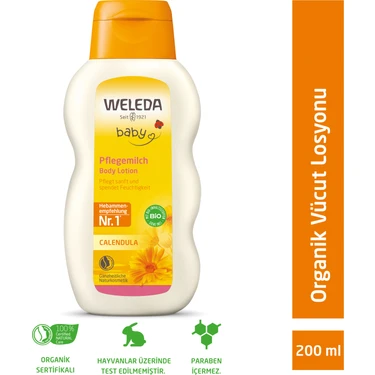Weleda Calendula Vücut Losyonu 200 ml Organik Dermatolojik Testli Hassas Ciltler