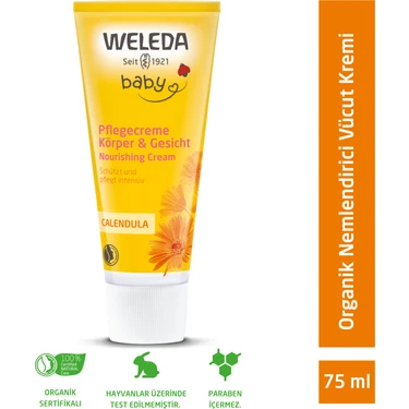 Weleda Organik Calendula Vücut Kremi Cilt Nemlendirici Etki 75 ml Tüp