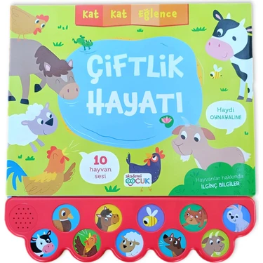 Akademi Çocuk Kat Kat Eğlence Çiftlik Hayatı (Sesli Kitap 10 Farklı Hayvan Sesi + Dev