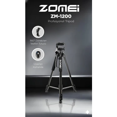 Zomei ZM-1200 Kamera ve Telefon TRIPODU-360° Dönebilen Telefon Tutucu ve Çanta