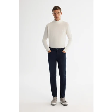 AVVA Erkek Lacivert Eskitme Yıkama Overdy Berlin Slim Fit Jean Pantolon