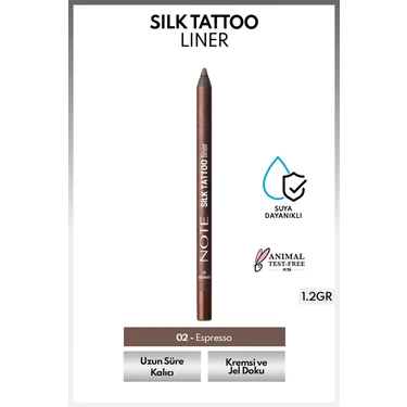 Note Cosmetics Suya Dayanıklı 02 Espresso Kahverengi İpeksi Jel Göz Kalemi 1.2 gr Uzun Süre