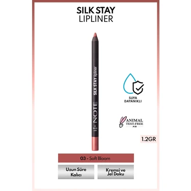 Note Cosmetics Silk Stay Lipliner Suya Dayanıklı Ipeksi Dudak Kalemi - 03 Soft Bloom -