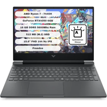 Hp Victus 15-FB3038NT BX9U9EA 6gb RTX4050 Amd Ryzen 7 7445H 16GB Ram 512GB SSD 15.6 Inç Fhd 144Hz