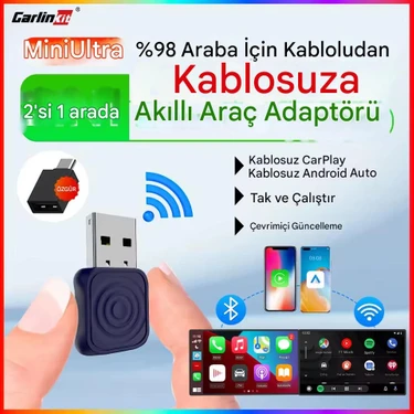 Carlinkit Mini 5.0 Ultra3 Kablosuz Carplay & Android Auto Adaptörü Dual Wifi Bt5.4 Otomatik