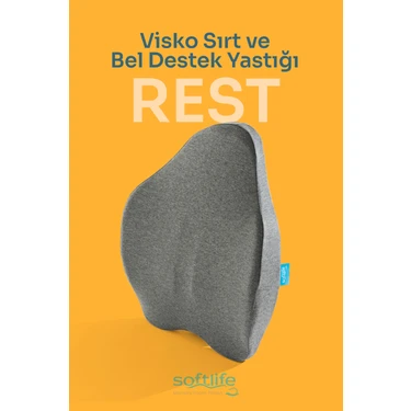Softlife REST Ortopedik Visco Sırt ve Bel Destek Yastığı Bel Destek Minderi 54x42x9