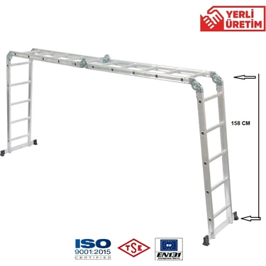 “beykon 20 Basamak 5.70 M Alüminyum Akrobat Katlanır Merdiven – 150 kg Taşıma Kapasiteli, Çok