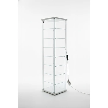Artinoks Home 7 RAFLI KİLİTLİ LEDLİ BEYAZ (Gümüşlük, Büfe, Koleksiyon, Sunu, Sergi,