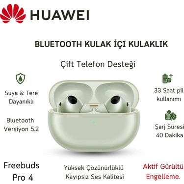Huawei Çift Telefon Desteği ,suya ve tere dayanıklı Freebuds Pro 4 Anc Tws Yeşil Kulak Içi