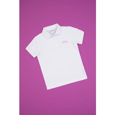 U.S. Polo Assn. Kız Çocuk Beyaz Polo Yaka Tişört