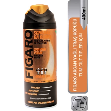 Figaro Tıraş Köpüğü Argan Yağı 400 ml Tüm Ciltler İçin Nemlendirici Özellikli