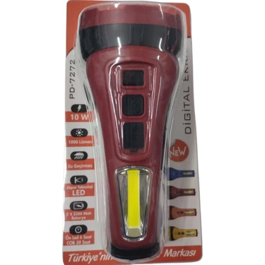 Powerdex PD-7272 Profesyonel El Feneri | 10W – 1000 Lümen – 6400 Mah – Powerbank Özellikli & Cob