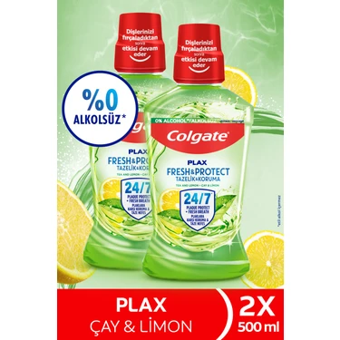 Colgate Plax 500 ml x 2 Ağız Bakım Suyu Çay ve Limon Kokusuyla Plak Çıkarma