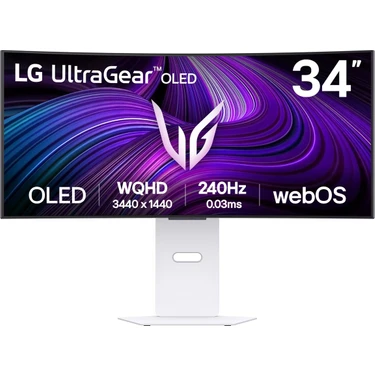 Lg 34" 34GX90SA-W 240Hz 0.03MS(GTG) Wqhd OLED Displayhdr True Black 400 Webos Curved Smart Gaming