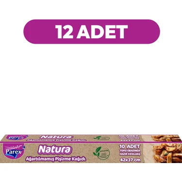 Parex Natura Ağartılmamış Pişirme Kağıdı 10’lu 42x37 cm 12 Paket Isıya Dayanıklı