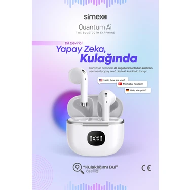 Simex Quantum Aı Tws Bluetooth Kulaklık | 42 Saat Pil, Yapay Fiyatı