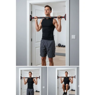Triathlon T-242 Denge Ayarlı Barfiks Barı / Ayarlanabilir 90-120 cm / Kapı Koridor / Barfix Aleti /