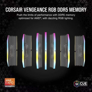 CORSAIR Vengeance RGB 32GB (2x16GB) 6000Mhz DDR5 C36 Ram AMD Fiyatı