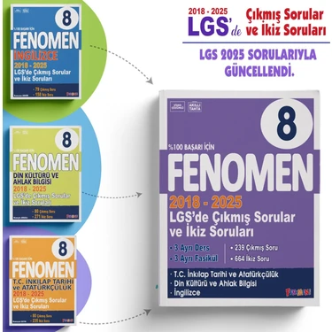 Fenomen Yayıncılık Fenomen 8. Sınıf Çıkmış Sorular ve Ikiz Sorular Inkılap Tarihi+Din