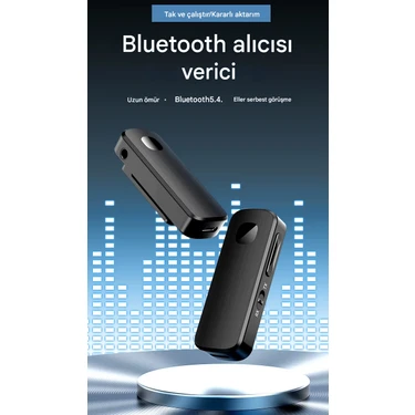 Matechno Bluetooth Adaptör 2in1 Alıcı Verici Bluetooth 5.4 Receiver Aux Wireless Araç Hoparlör
