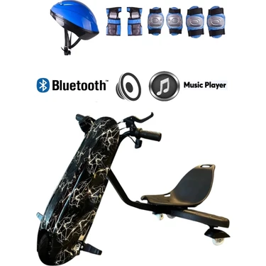 Citymate Drift Car Bluetooth Hoparlörlü Graffiti Desenli Drift Scooter Kask-Dizlik Seti