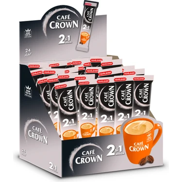 Cafe Crown 2'si 1 Arada Sade 11 Gr x 24 Adet Yoğun Aroma ile Taze Kahve
